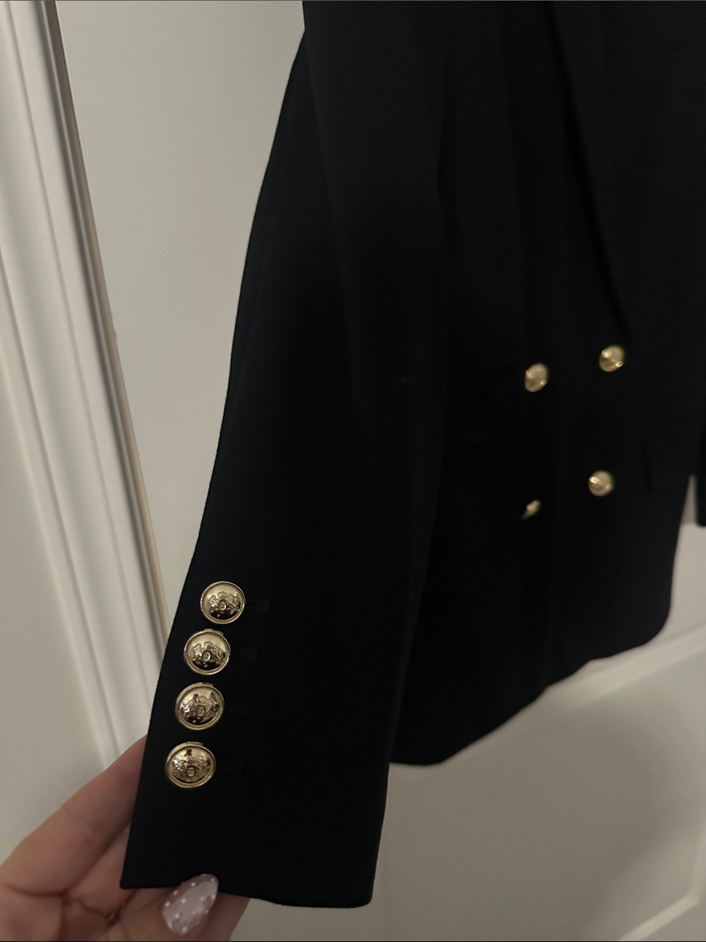 ANTONIO MELANI Black Double-Breasted Blazer with Gold Buttons - Picture 2 of 5